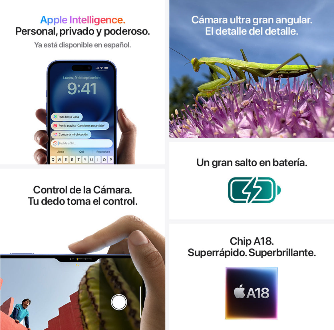 Apple iPhone 16 (128 GB) - Negro - Distribuidor Autorizado
